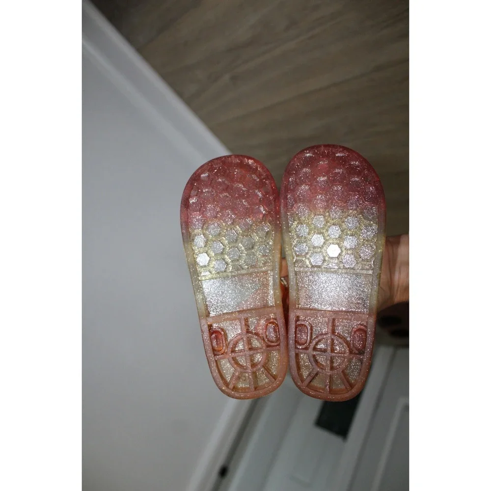 Oshkosh B'Gosh Kids Pink Ombre Glitter Jelly Sandals Fisherman Buckle Shoes 9